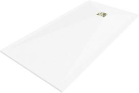 Stačiakampis dušo padėklas Mexen Stone+ su sifonu, 160 x 80 cm, White+Gold