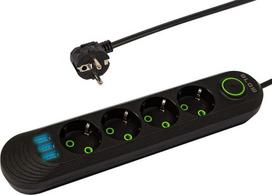 Prailginimo laidas su 4 lizdais, 3 Usb, jungikliu, 5m
