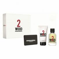 Rinkinys Dsquared2 Wood Home vyrams: tualetinis vanduo EDT, 100 ml + dušo želė, 100 ml + kortelių dėklas