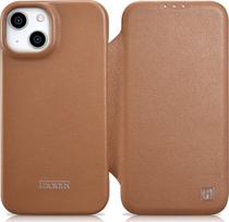iCarer CE Premium Leather Folio dėklas iPhone 14 Plus , magnetinis atlenkiamas odinis dėklas Folio , MagSafe , rudos spalvos (WMI14220715-BN)