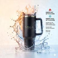 Kelioninis puodelis su rankena ir šiaudeliu Yogasuper, 1200ml