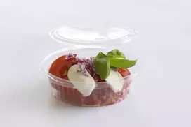 Plus Pack Plastikiniai padėklai su atlenkiamu dangteliu 50 vnt. R-PET ovalo formos 500 ml 166x131x55 mm 97011 - (50 vnt.)