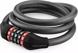 Rockbros RKS507-1BK dviračio spyna su kodiniu užraktu 1.8 m – juodos spalvos