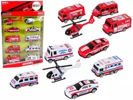 Lean Toys Ugniagesių ir greitosios medicinos pagalbos transporto priemonių rinkinys