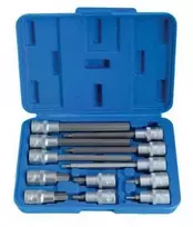 Galvučių komplektas su Hex antgaliais SATRA S-SH1212L; 1/2''; 12 vnt.