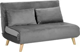 HOMCOM 2 vietų sofa-lova, išskleidžiama sofa su miegamąja funkcija, reguliuojamu atlošu, pagalvėlėmis, aksominės išvaizdos, pilka, 130 x 78 x 79 cm