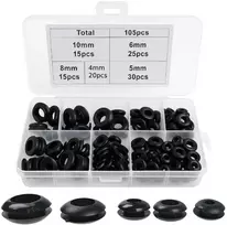 Oem 105 vnt, įvorių rinkinys, 4–10 mm, juodos guminės įvorės