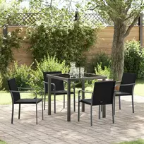 Lauko baldų komplektas Sodo valgomojo komplektas 5 pcs Juoda ir pilka PE ratanas