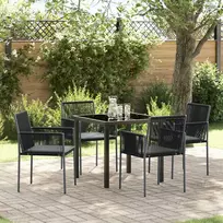 Lauko baldų komplektas Sodo valgomojo komplektas 5 pcs Juoda PE ratanas