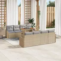 Sodo Sofų Rinkinys 7 pcs smėlio ir šviesiai pilkos spalvos