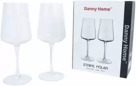 Home4You Vyno taurės 2vnt STRIPE POLAR H21,7cm 390ml, skaidrus stiklas