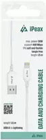 iPEAX TPU USB-A į „Lightning“ laidas, 1,5 m, USB 2.0, baltas