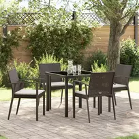 Lauko baldų komplektas Sodo valgomojo komplektas 5 pcs Ruda ir juoda PE ratanas