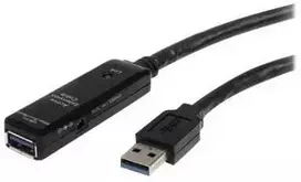 StarTech.com 5 m USB 3.0 aktyvus prailginimo kabelis - M/F, 5 m, USB A, USB A, USB 3.2 Gen 1 (3.1 Gen 1), juodas
