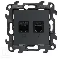Kontakt-Simon Simon 24 Lizdas komputerowe RJ45 kategoria 5e + telefoniczne RJ12 grafito mat N5T12.01/38