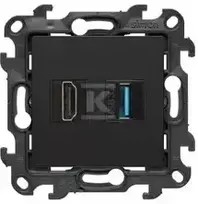 Kontakt-Simon Simon 24 Lizdas HDMI 2.1 + USB 3.0 juoda mat NGHDUSB3.01/49
