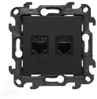 Kontakt Simon Susisiekite su Simonu Simonu 24 Lizdas kompiuterio RJ45 5e kategorijos + telefono RJ11 juodas kilimėlis N5T.01/49