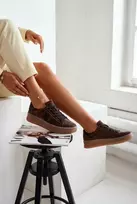 Vinceza Moteriški šokolado spalvos suvarstomi bateliai