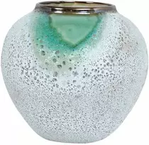 Home4You Keraminė vaza TITAN STONE H18cm, žalia/balta tekstūra