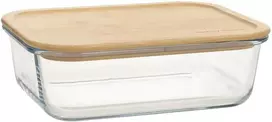 Home4You Bamboo Dubuo BOXY 22x16,4xH6,7cm 1500ml, stiklinis, bambukinis