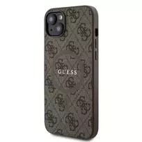 GUESS PU Leather 4G Colored Ring MagSafe Case for iPhone 15 Plus Brown