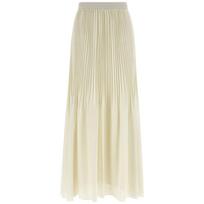 Maxi sijonas moterims, Balta, Pleated logo waistband skirt