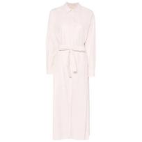 Maxi suknelė moterims, Rožinė, Belted pleated shirt dress