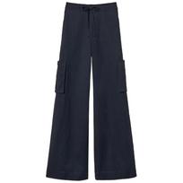 Kelnės moterims, Mėlyna, Wide gabardine cargo trousers