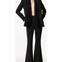 Kelnės moterims, Juoda, Crepe flared trousers