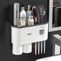 Dantų šepetėlių laikiklis Magnetinė adsorbcija Apverstas puodelis Tvirtinamas prie sienos Tvirtas vonios kambario laikymo stovas Dantų pastos spaudiklis Šeimos rinkinys A Cup juoda
