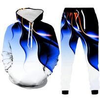 Vyriški mados šaunūs žaibo spaudiniai 3D sportiniai kostiumai su „Crewneck Sweatsh“. S
