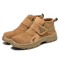 Men's Steel Toe Cap Safety Shoes - Anti-Smash, Anti-Puncture, Breathable Genuine Leather, Non-Slip, Anti-Scald, Wear-Resistant. Style 05; Size 40 chaki