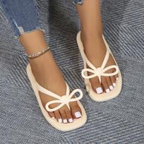 Fashion Thong Flip Flops Women Slippers Orthopedic Clip Toe Home Slides Shoes Bow Knot Outdoor Beach Sea Flat Sandals 36