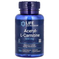 Life Extension, Acetil-L-karnitinas, 500 mg, 100 vegetariškų kapsulių