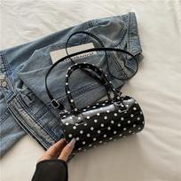 Fashiable Shoulder Bag Crossbody Pillow Handbag Round Dot Women's Tote with Zipper Closure for Casual Everyday Use 20X10.5x10.5cm juoda