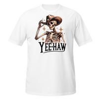 Yeehaw Skeleton Cowboy T-Shirt | Funny Western Grim Cowboy Graphic Tee S įvairiaspalvis