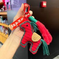 Cartoon Pony Keychain Knitting Wool Horse Pendant Bag Pendant Year Horse Pendant  Gift Giving raudona
