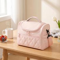 Insulated Lunch Bag Portable Bento Box Carrier with Handle and Adjustable Shoulder Strap Thermal Food Storage Cooler for Students and Office Workers one size rožinė