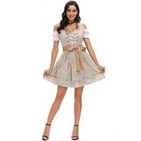 Womens Oktoberfest Costume German Bavarian Dress Female Bartender Maid Dress for Halloween Carnival M