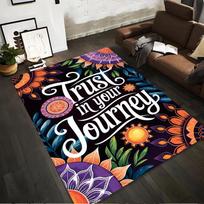 Inspirational Carpet with Floral Mandala Design - Trust in Your Journey Suitable for use as an anti-slip for living room bedroom sofas 40x60cm( 15x23in )
