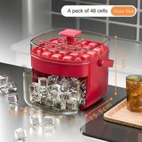48-block Ice Cube Machine Easy-press Lid Ice Cube Tray New Ice Cube Mold  Coffee raudona