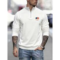 Independence Day American Flag Print New Men's Casual Sporty Sweatshirt, Cool and Stylish Trendy Fashion Zip Up Long Sleeve Sweatshirt Top S balta