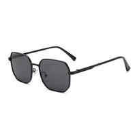 Stylish Aluminum Magnesium Alloy Polygon Sunglasses With Uv Protection For Travel And Parties BlackFrameGrayLens