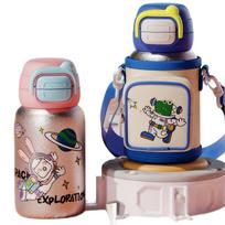 Botella de agua térmica para niños de acero inoxidable, termo portátil de gran capacidad con doble tapa