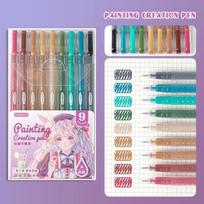 Portable 9-Colors Highlighter Drawing/Painting/Graffiti Learning Markers Marker Pen Art Stationery Scrapbook Pen
