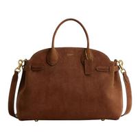 COACH Minkštas Empire 40 Logotipas Klasikinis Suede ir Veršio Odos Rankinė Didelė Moteriška Ruda ruda