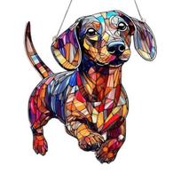 Colorful Dog Acrylic Suncatcher Puzzle Glass Window Dachshund/Chihuahua Stained Hanging Ornament Gifts B