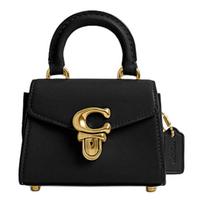 COACH Sammy 12 Metalinis Logotipas Užsegimas Sagtis Nuimamas Peties Dirželis Veršio Oda Crossbody Rankinė Mini Moteriška Juoda juoda