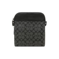 COACH Houston 22 logo embossed signature charm coated canvas and refined calfskin shoulder bag crossbody bag small men's charcoal black juoda