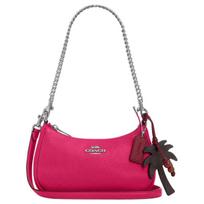 COACH Teri 20 Brand Logo Selected Pebbled Leather and Printed Coated Canvas Crossbody Bag Small Women’s Dragon Fruit ruda